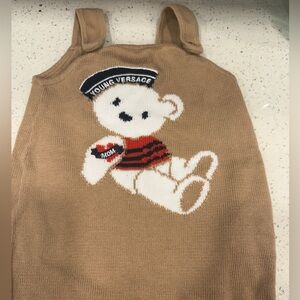 Young Versace Tan Knit Bear Sweater
